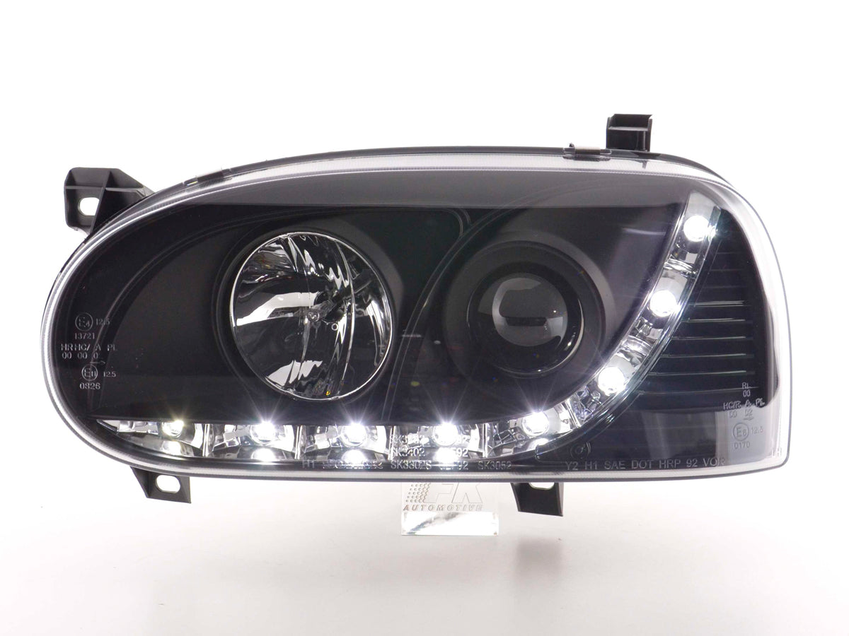 Scheinwerfer Set Daylight LED TFL-Optik VW Golf 5 Typ 1K 03-08 schwarz Scheinwerfer Set Daylight LED TFL-Optik VW Golf 5 Typ 1K 03-08 schwarz